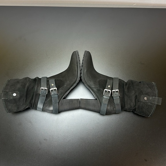 Marc Fisher MFFamous Black Nubuck Leather Mid Calf Boots Booties 10M - Picture 8 of 16